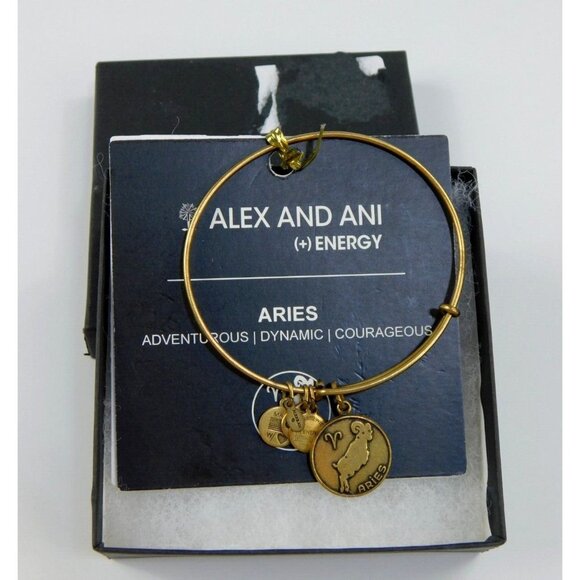 Alex & Ani ARIES Ram Zodiac Charm Bracelet Gold Tone NEW IN BOX - Picture 1 of 3